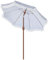 Yaheetech Sombrilla Playa con Flecos de Poliéster de Alta Densidad 215x228cm Sombrilla de Jardín con Manivela y Bolsa de Transporte 8 Varillas Plegable Redonda Protección UV Estilo Vintage Azul/Blanco