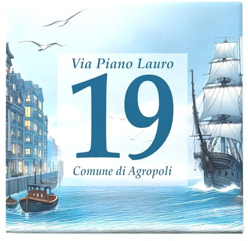 Mattonella Numero Civico Personalizzato da Esterno - Targa in Ceramica 15x15 cm per Indirizzo, Nome Famiglia, Testo - Resistente e Personalizzabile (MARE)