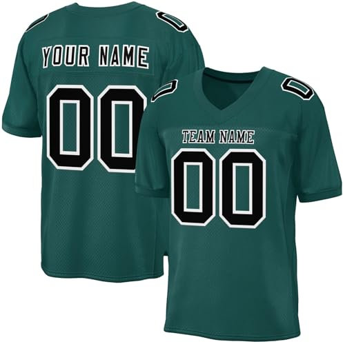 Generisch Personalisiert American Football Trikot, Custom Football Jersey mit Name Nummer Logo, Schnelltrocknend Atmungsaktiv Kurzärmelig Fußballtrikot