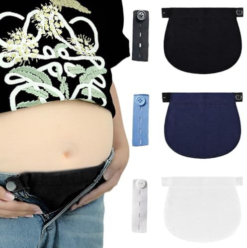 JEYORZY 3 Pezzi Estensori Cintura Premaman, Regolabili in Cotone Elastico, Prolunga Pantaloni Gravidanza per Donne Incinte, Fascia per Gravidanza, Bottone Allarga Pantaloni, Jeans Premaman Donna