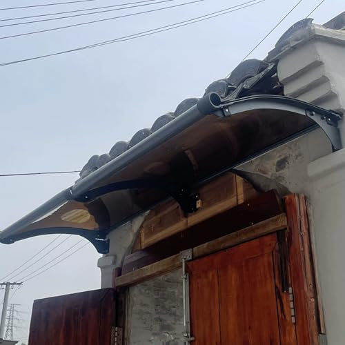 Marquesina para Puerta De Casa, Marquesina Arqueada, Toldo Cubierta De Policarbonato, Puerta De Techo De Aluminio Y Policarbonato, Resistente A Los Rayos UV (65x360cm/26x142in,A)