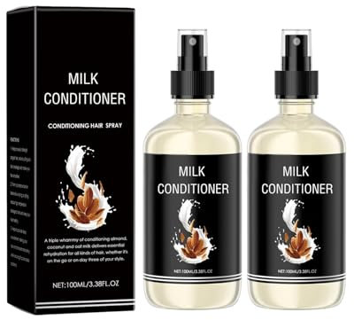 2PCS Milk Conditioning Hair Spray, Milk Hair Primer, Glatte Haarpflege, Nährend und Glättend, Leave-in-Conditioner-Spray, für alle Haartypen, Frizzy-Kontrolle, Sorgt für einen glatten Effekt im Haar