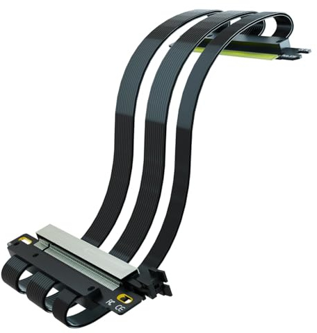 GLOTRENDS Doppel-Reverse-PCIE-4.0-Riser-Kabel für Mini-ITX-Motherboard (170 x 170 mm) Installation, kompatibel mit RTX 40/30-Serie und Radeon RX7000/RX6000-Serie, Farbe: Schwarz