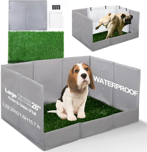 HQ4US 4LEGS Dog Grass Pad with Tray Foldable Dog Litter Box High Walls, Odor Free Artificial Grass for Dogs Potty, Pee Pad Holder, Seamless, No Assembly, Waterproof, Easy Clean, Portable for Travel