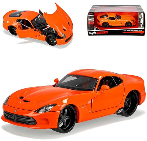 alles-meine.de GmbH Dodge Viper SRT GTS Orange Tuning Coupe Ab 2013 3. Generation 1/24 Modell Auto mit individiuellem Wunschkennzeichen