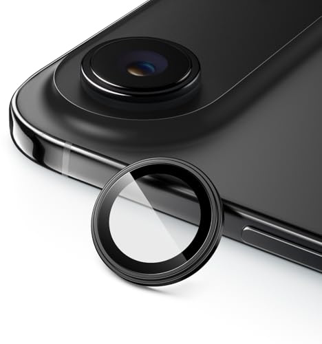 JETech Kameraschutz für iPhone Air, 1:1 Unsichtbare Passform, 9H Gehärtetes Glas Individuelle Metallring Abdeckung, Einfache Installation Tablett, HD Klar, 1 Set (Schwarz)