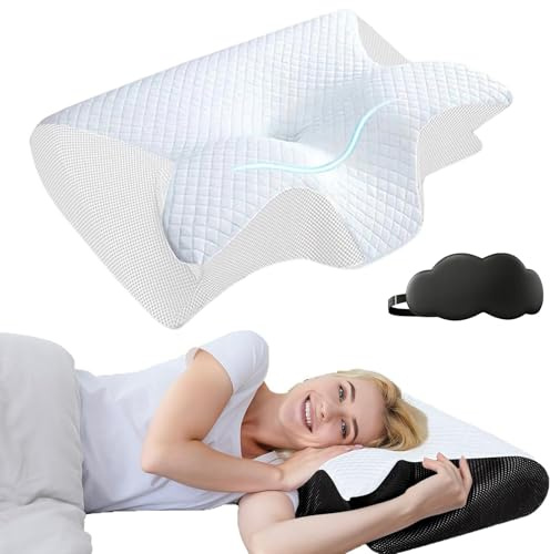 Dreamsleepz Kissen, Dreamsleepz Ergonomisches Nackenkissen, Memory Foamcervical Pillow, for Sides, Back and Stomach Sleepers, Neck Support Pillow (Weiß, Groß)
