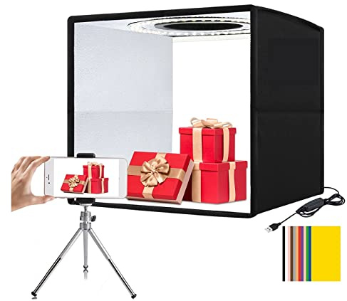 Lightbox 20cm 25cm 30cm 40cm Light Box Mini Fotostudio Box Fotografie Licht Studio Shooting Zelt Box Kit & 6 Kulissen Für die Studiofotografie(1 LED Lightbox)