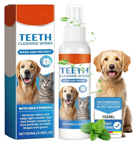 100 ml Zahnpflege Spray für Hunde & Katzen, Unterstützt die tägliche Mundhygiene, Zahnsteinentfernung sorgt für frischen Atem & saubere Zähne, Einfache Anwendung ohne Bürste