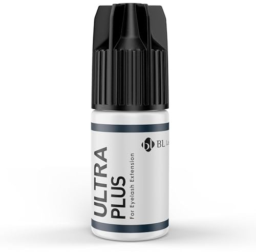 QBS BL Lashes Ultra Plus Professional Eyelash Glue, 7 Weeks Retention (3g) | Long Lasting Eyelash Glue, Black Adhesive, 2 - 3 Sec Drying Time, Extra Strong Bond for Eyelash Extensions, Salon Use