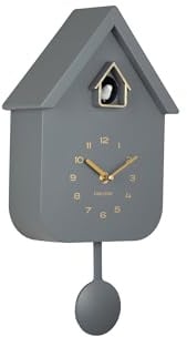 Karlsson Wanduhr Solo Color Cuckoo - Grau - 6x21,5x41cm | Quadrat - Modern - Kunststoff - Wanduhr Modern Wohnzimmer - Wanduhren - Kuckucksuhr