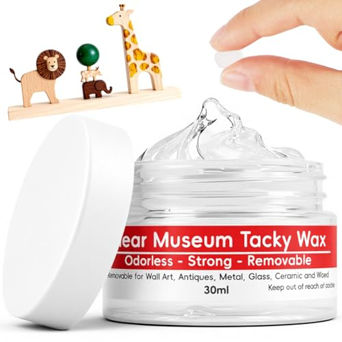 NUTKIT Museum Gel, 30g Abnehmbarer Clear Museumsgel, Klebeknete Ablösbar | Wiederverwendbar Museum Putty Dekogel für Feste Sammlung&Dekorationen, verhindern Vibrationen, Fallen, für Museumssammlungen