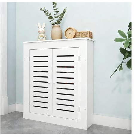 LIAKINGEN Decorative Radiator Cover Cabinet, White Radiator Cover Storage Cabinet 2 Doors Multiple Sizes(L90cm*H80cm*T15cm)