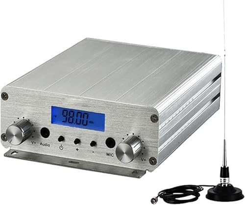 Transmisor FM, transmisión de radio de largo alcance de 15 W para películas y eventos, mini estación de radio estéreo con conector de audio de micrófono de 3,5 mm