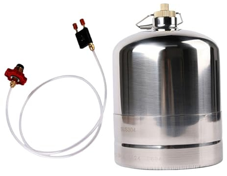 kesurpae Wiederbefüllbare Gasflasche für Camping und Grillen – Leicht und robust – Ideal für Outdoor Reisen und Camping – Edelstahlflasche – Leerer, wiederbefüllbarer, 5L