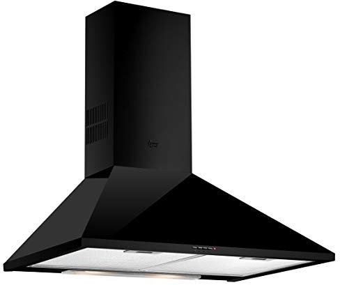 Teka DBB 70 - Campana Piramidal de Pared 70 cm, Mandos Pulsantes, Campana Extractora con Tres velocidades, Iluminación LED, Motor de Doble Turbina, Color Negro