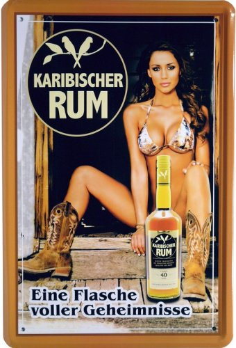Rum Alcohol Tin Sign with Sexy Girl 20 x 30 cm Retro Sign 886