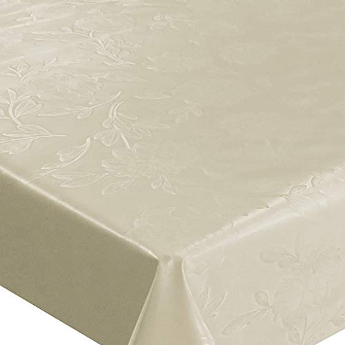 Wachstuch Wachstischdecke Tischdecke Gartentischdecke Blumen Uni Creme Beige Breite & Länge wählbar 140 x 180 cm Eckig geprägt abwaschbar