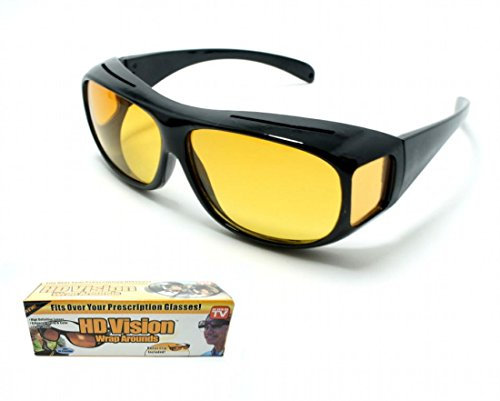 P Wraparound Safety Glasses HD Night Vision, Anti-Glare, Yellow