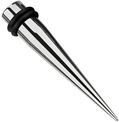 Treuheld® | 1,6mm Dehnstab | Silber | Chirurgenstahl | Dehner für Flesh Tunnel + Ohr Plugs | Dehnungsstab + 2 Gummiringe