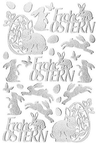 Ideen mit Herz 3-D Sticker Deluxe | Ostern & Frühjahr | Erhabene Aufkleber | ideal für Oster-Deko & Osterkarten basteln | Bogengröße: 21 x 30 cm (Frohe Ostern | silber)