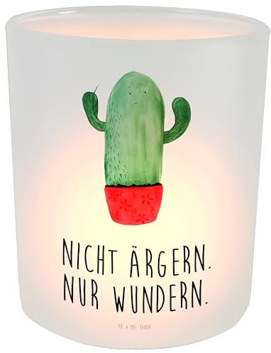 Mr. & Mrs. Panda Teelichthalter Glas Kaktus Wut - Geschenk, Chefin, Kerzenhalter, Kollegin, Büro, Windlicht aus, Kollege, ärgern, Outdoor