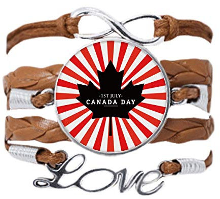Armband mit Aufschrift Happy Canada Day 4th of Juli, schwarzes Ahornblatt, Liebeskette, Seil, Ornament, Armband, Geschenk, Nicht zutreffend.