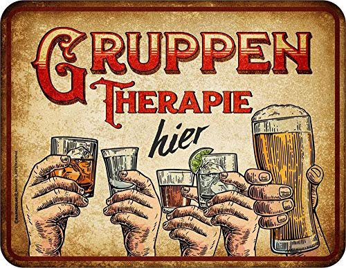 empireposter Bier - Gruppentherapie - hochwertig bedrucktes Blechschild - Größe 22x17 cm