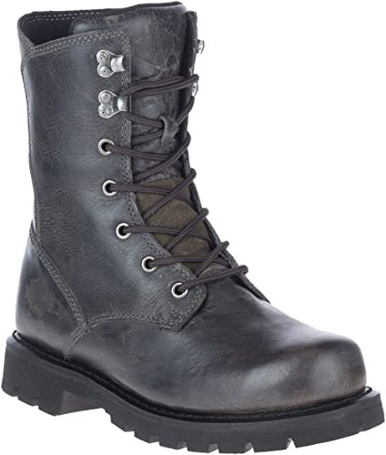 HARLEY-DAVIDSON Footwear Pearson - Stivali da moto da donna con lacci, 17,8 cm, Grigio, 38.5 EU