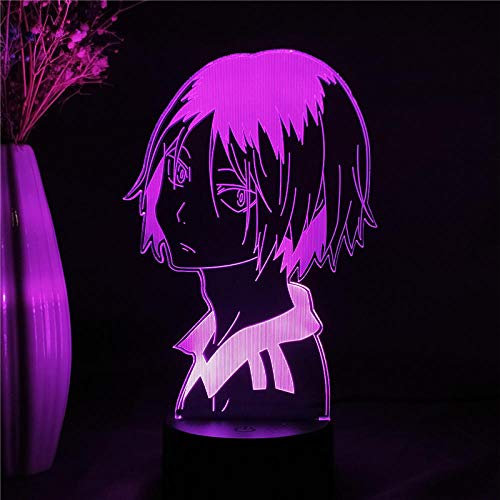 Anime 3D Illusion Lampe Haikyuu Koume Kenma Acryl RGB Bunte LED Nachtlicht Zimmer Schreibtisch Atmosphäre Lampe Kind Geburtstagsgeschenk-16 Farbe mit Fernbedienung