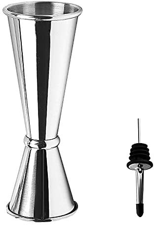 Double Doseur de Liqueur en Acier Inoxydable, 30/60 ml doseur cocktail, Verre doseur avec graduation intérieure, Japonais Style Mesure Cocktail Jigger