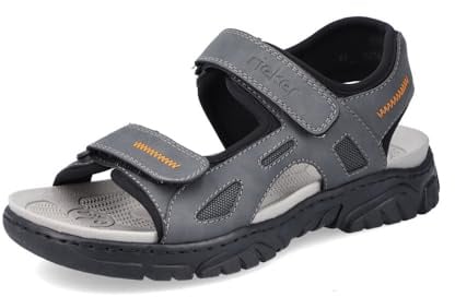 Rieker Herren Klassische Sandalen 22761, Männer Sandalen,Strandschuhe,Sandaletten,klettsandalen,bequem,Sommerschuhe,grau (45),44 EU / 9.5 UK