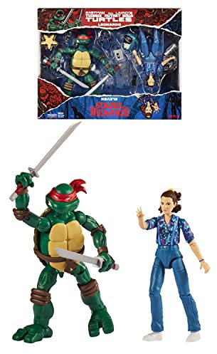Bandai - 15 cm große offizielle Figuren Teenage Mutant Ninja Turtles x Stranger Things - Leo VS Eleven - P81191