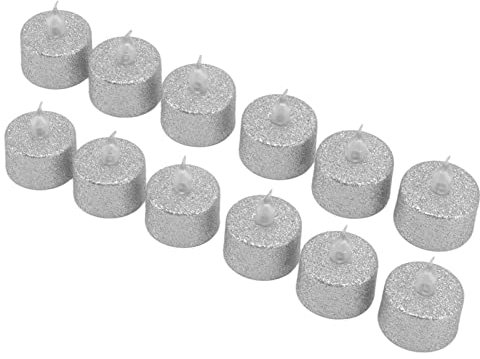Garosa 12 Stück LED-Teelichter, Flammenlose Votivkerzen, Realistisch und Hell, Batteriebetrieben für Saisonale Feste (Silber)