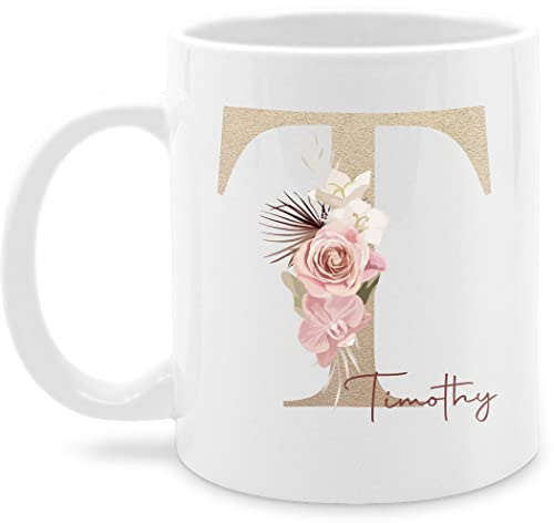 Tasse Tassen 325ml - Geschenk personalisiert mit Namen I Geschenkideen Anfangsbuchstabe Name - 325 ml - Weiß - dem buchstaben t buchstabentasse initialen buchstabe kaffebecher und