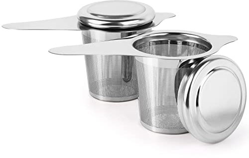 2PCS Infuseur à Thé en Acier Inoxydable, Hocimit Filtre à Thé avec Poignées & Couvercle, Passoire à Thé, Infuseur the Pour Tasse, Filtre pour Théière, Tasse, Bouteille, Verre