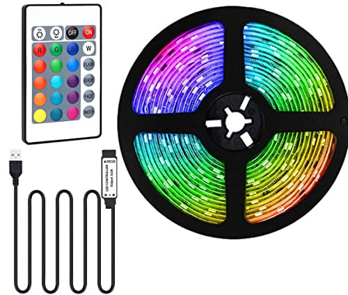Valletock Colour Changing LED Strip Lights, USB Powered With Remote Control, Flexible Light Strip for Home Decoration (1 Meter)