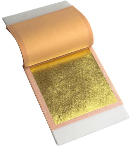 GLC Gold Leaf Pure Gold Leaf/Gold Vark/Gold waraq (25.pcs) Sheet 24K Gold Leaf Leaves Foil for GLC Gold Leaf Finest Gold Leaves Food Gilding Facial Beauty Spa Size(3 x 2 inch_