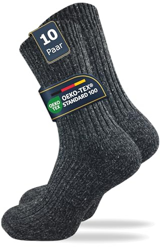 GAWILO warme Herren Arbeitssocken mit Wolle (10 Paar) dicke Norweger Socken mit gepolsterter Frotteesohle | Ideale Winterstrümpfe gegen kalte Füße