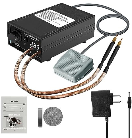 FACALIES Soudeuse par Points Réglable, 8000W Mini Portable Soudeuse par Points avec Ecran LCD Équipement de Soudage par Points Portable Batterie Stylo à Dégagement Rapide Feuille de Nickel