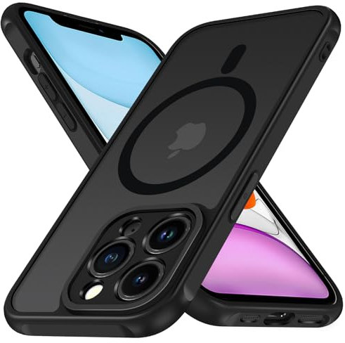 ivoler Matt Schwarz Magnetisch Hülle für iPhone 11 Pro 5.8 Zoll, Kompatibel mit MagSafe, [Militärnorm Sturzschutz] Stoßfest Kratzfest Rückseite Schutzhülle Dünn Flüssig Silikon Handyhülle Case