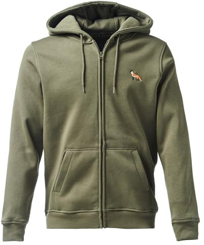 Baddery Jägerjacke Herren - Fuchs - Jagdjacke Männer - Geschenk für Jäger - Kleidung Jagd Zubehör (BY012 Zip-Hoodie Oliv L)