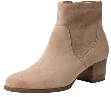 Tamaris Botines de Tacón para Mujer de Piel, Tacón Cuadrado, Cómodos, Beige, 41 EU