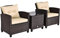 LIFEZEAL 2 Salons de Jardin Exterieur avec Table Basse en Rotin PE, Ensemble Fauteuils avec Coussin et Table en Verre Trempé pour Piscine, Terrasse, Balcon, Chaise avec Charge de 180 kg (Brun)