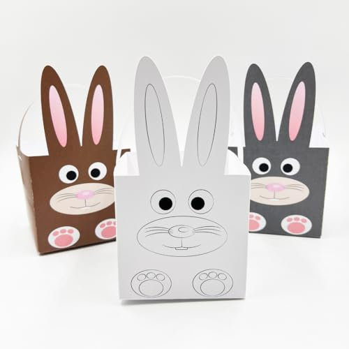 Osternest Faltschachteln Set | 6 Stück Osterkörbchen | Geschenkbox Ostern DIY zum falten | Braun, Grau und zum selbst ausmalen | Osterkörbe Kinder Ostergeschenk Erwachsene