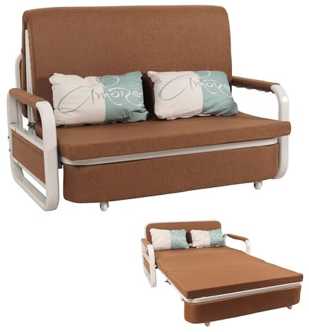 Mendler Schlafsofa HWC-M83, Schlafcouch Couch Sofa, Schlaffunktion Bettkasten Liegefläche, 130x185cm - Stoff/Textil braun