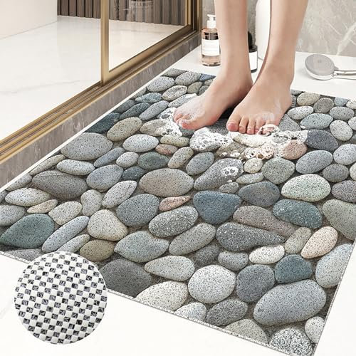 Pevfeciy Tapis de Douche antidérapant 60 x 80 cm Tapis de Bain antiderapant en PVC Doux et Confortable avec Trous de Drainage, très perméable à l'eau, Convient pour Les Zones humides