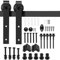 BOUKIDA 5 ft/152cm Sliding Door Track, Black Barn Door Hardware Kit, Sliding Wood Door Kit, 183cm Roller Door Hardware (5FT/152CM)