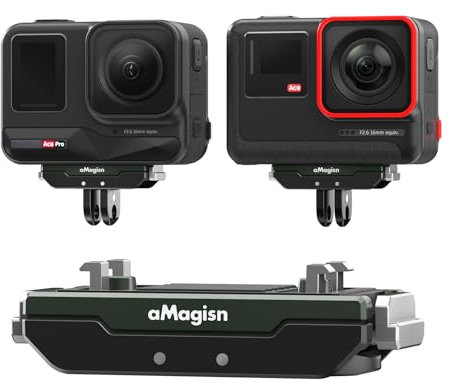 LICHIFIT Magnetische Schnellwechselhalterung für Insta360 Ace/Ace Pro Kamerahalterung Metallbasishalterung mit 1/4 Schraubenloch und faltbarem zweipoligem Schnittstellenadapter