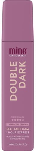 MineTan Double Dark Self Tanning Mousse | Bronze Collection - 1 Hour Instant Express, Face & Body Fake Tanner, Triple Action Skin Hydrating Formula, Coconut Scented, 200 ml